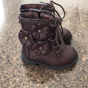 Girls brown flower boots size toddler 5